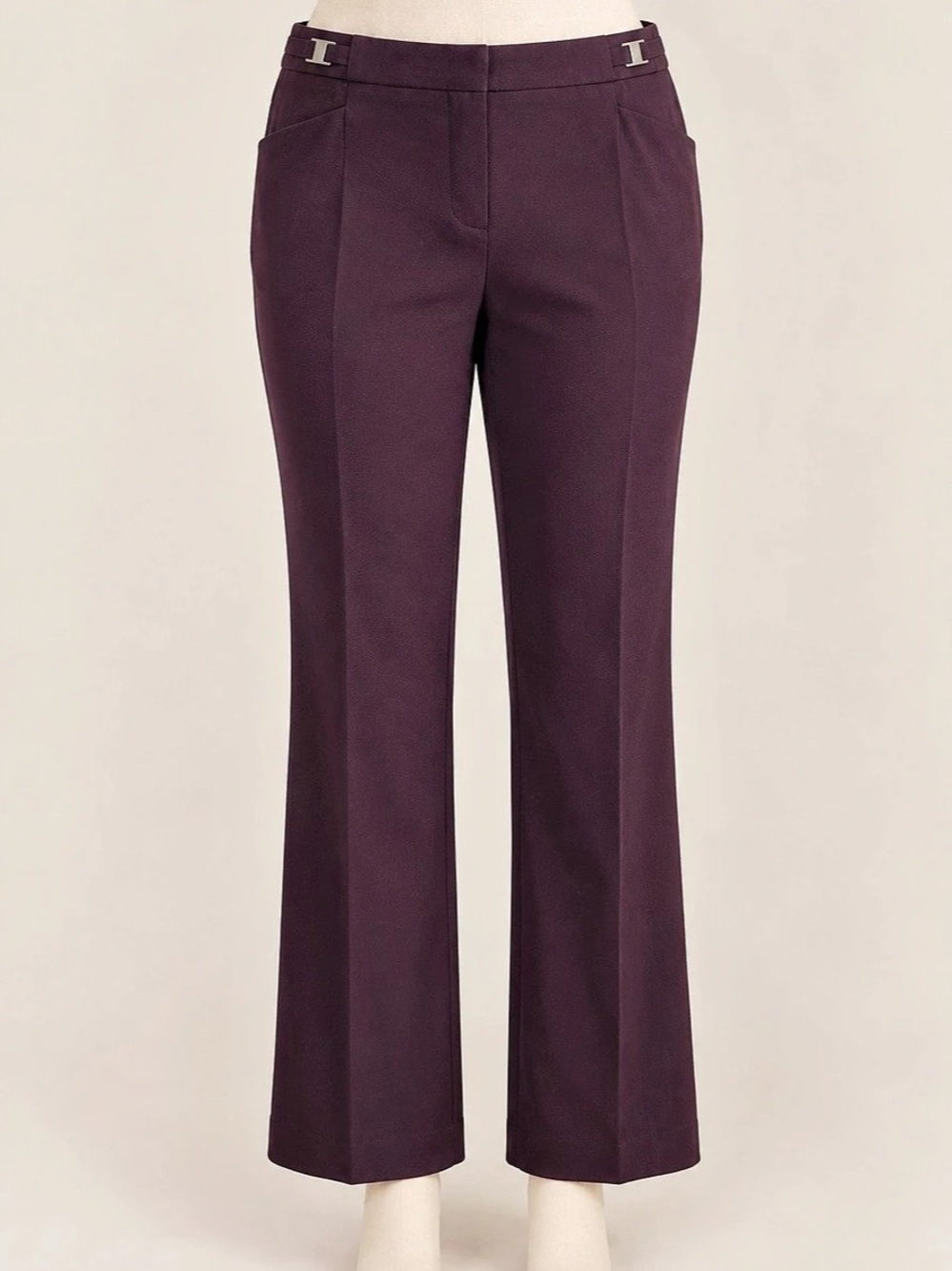 New York & Company Stretch Purple Bootcut Dress Pants Size 12 Silver Buckle